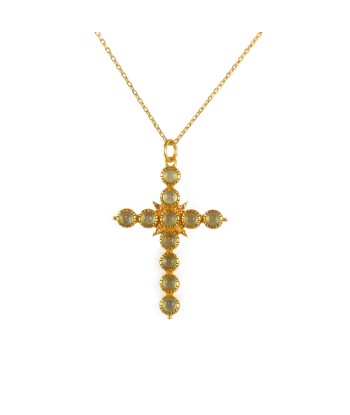 Collier doré croix pierres En savoir plus