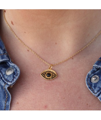 Collier doré et oeil pierre et zircons Dans la société mordern