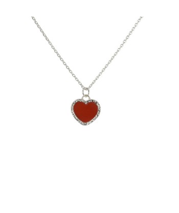 Collier en argent 925 coeur martelé pierre l'achat 