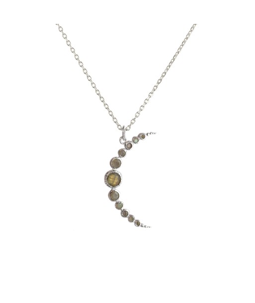 Collier argent 925 croissant de lune et labradorite Les êtres humains sont 