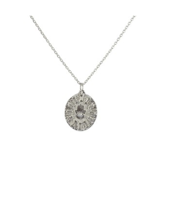 Collier argent 925 médaille main de Fatma et zircons Dans la société mordern