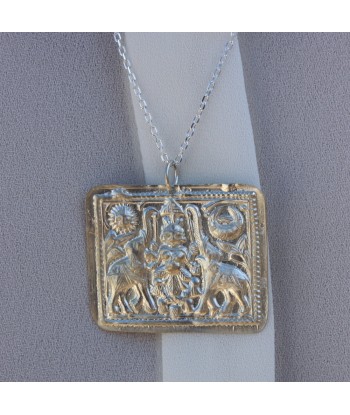 Collier argent 925 et plaque mate divinité indienne outlet