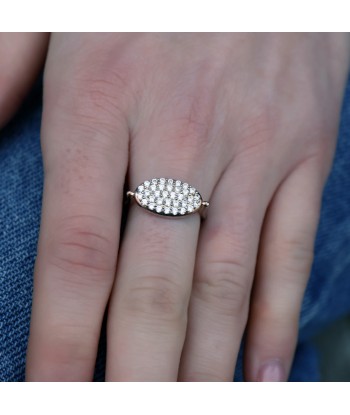 Bague argent 925 ovale et zircons blancs la colonne vertébrale