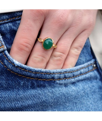 Bague dorée pierre facettée et zircons chez Cornerstreet bien 