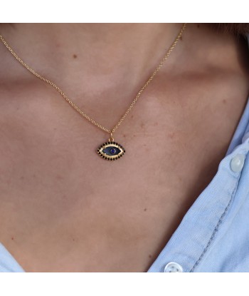 Collier doré oeil pierre et zircons Comment ça marche