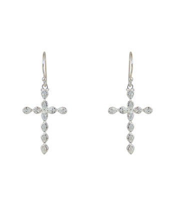 Boucles argent 925 croix et zircons Les magasins à Paris et en Île-de-France