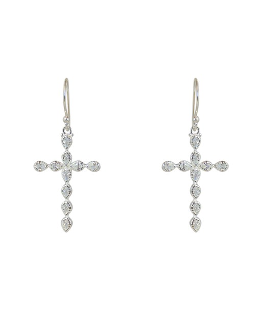 Boucles argent 925 croix et zircons Les magasins à Paris et en Île-de-France