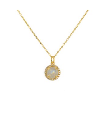 Collier doré pendentif rond pierre et zircons en ligne des produits 