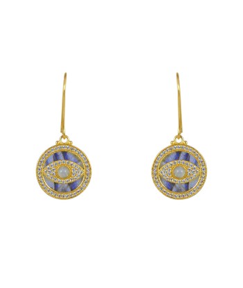 Boucles dorées médaille oeil pierre et zircons 50-70% off 