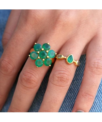 Bague dorée fleur en pierre vente chaude votre 