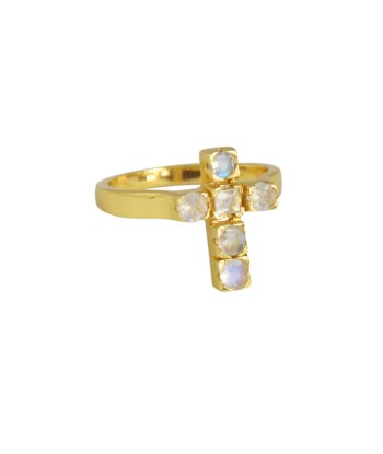 Bague croix dorée à l'or fin 18k solde