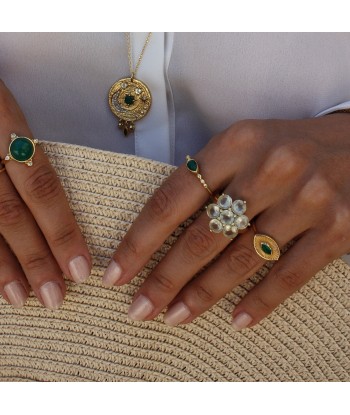 Bague dorée fleur en pierre vente chaude votre 