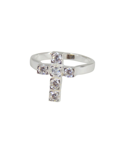 Bague croix en argent 925 et zircons français