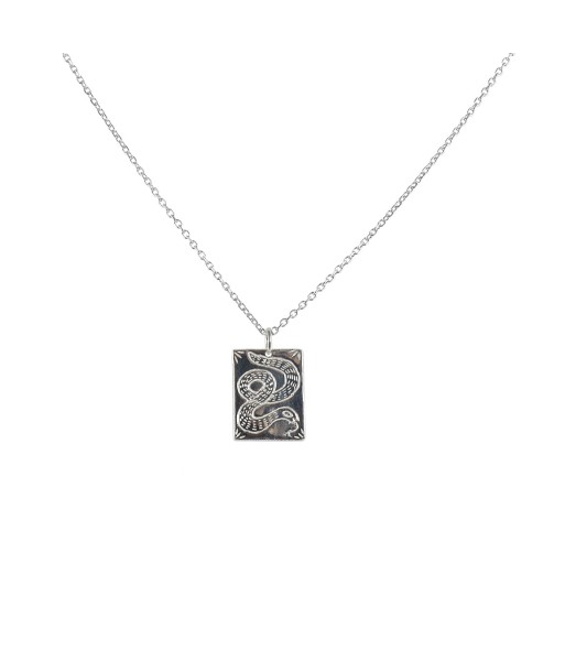 Collier argent 925 et pendentif serpent gravé pas chere