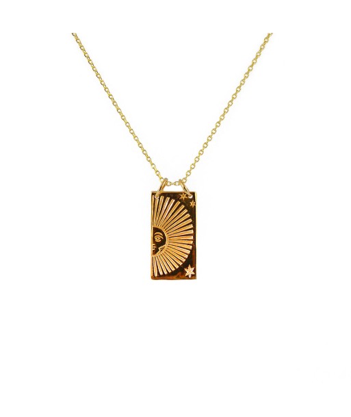 Collier doré pendentif demi soleil chez Cornerstreet bien 