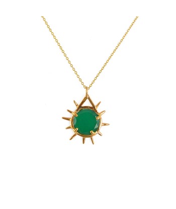 Collier doré et pendentif pierre rayons de soleil shop