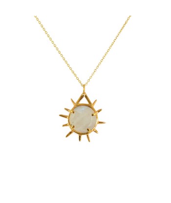 Collier doré et pendentif pierre rayons de soleil shop