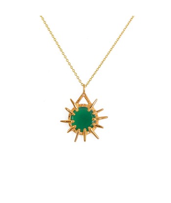 Collier doré et pendentif pierre rayons de soleil shop