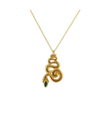 Collier doré pendentif serpent et pierre Voir les baskets