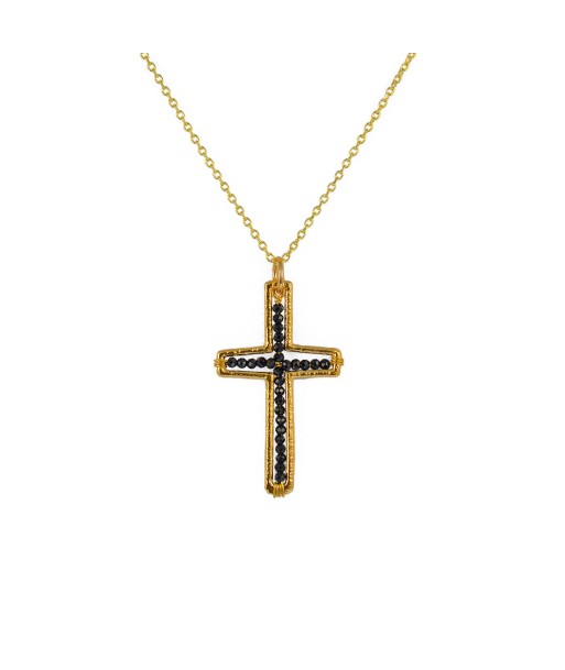 Collier doré et croix en pierres prix pour 