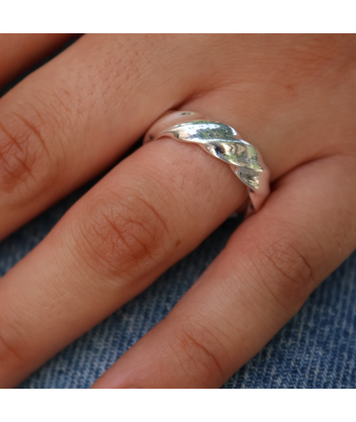 Bague argent 925 vagues torsadée Pour